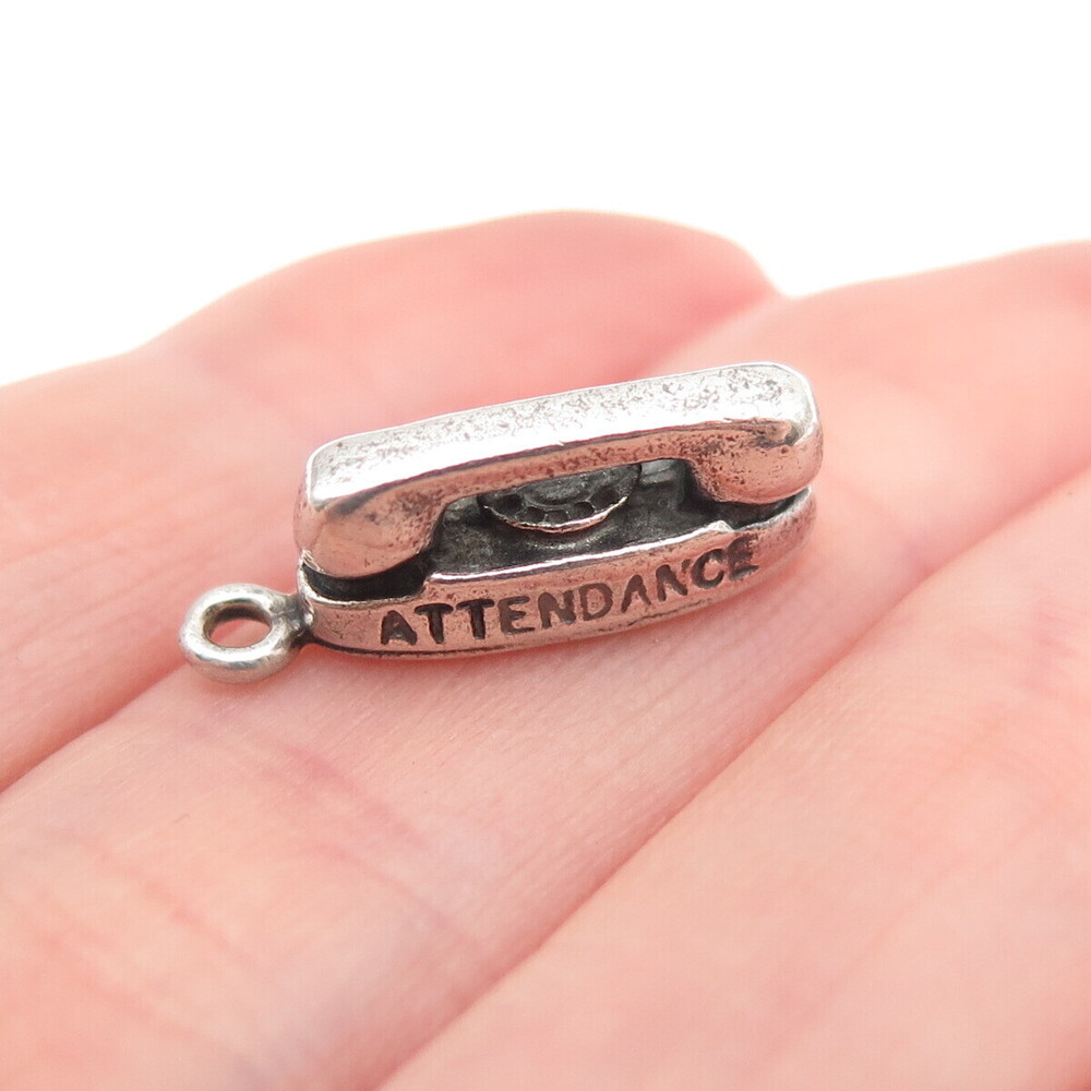 Balfour Sterling Silver Vintage Princess Attendance Phone 3D Mini Charm Pendant